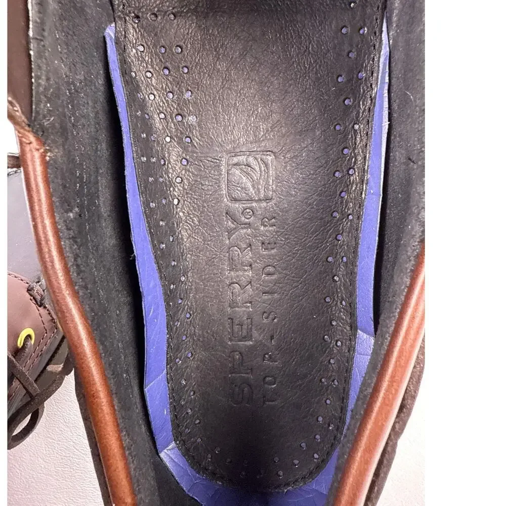 Sperry Boat Shoe Authentic Original 2-Eye Men's 11 W Black Amaretto Leather Moc